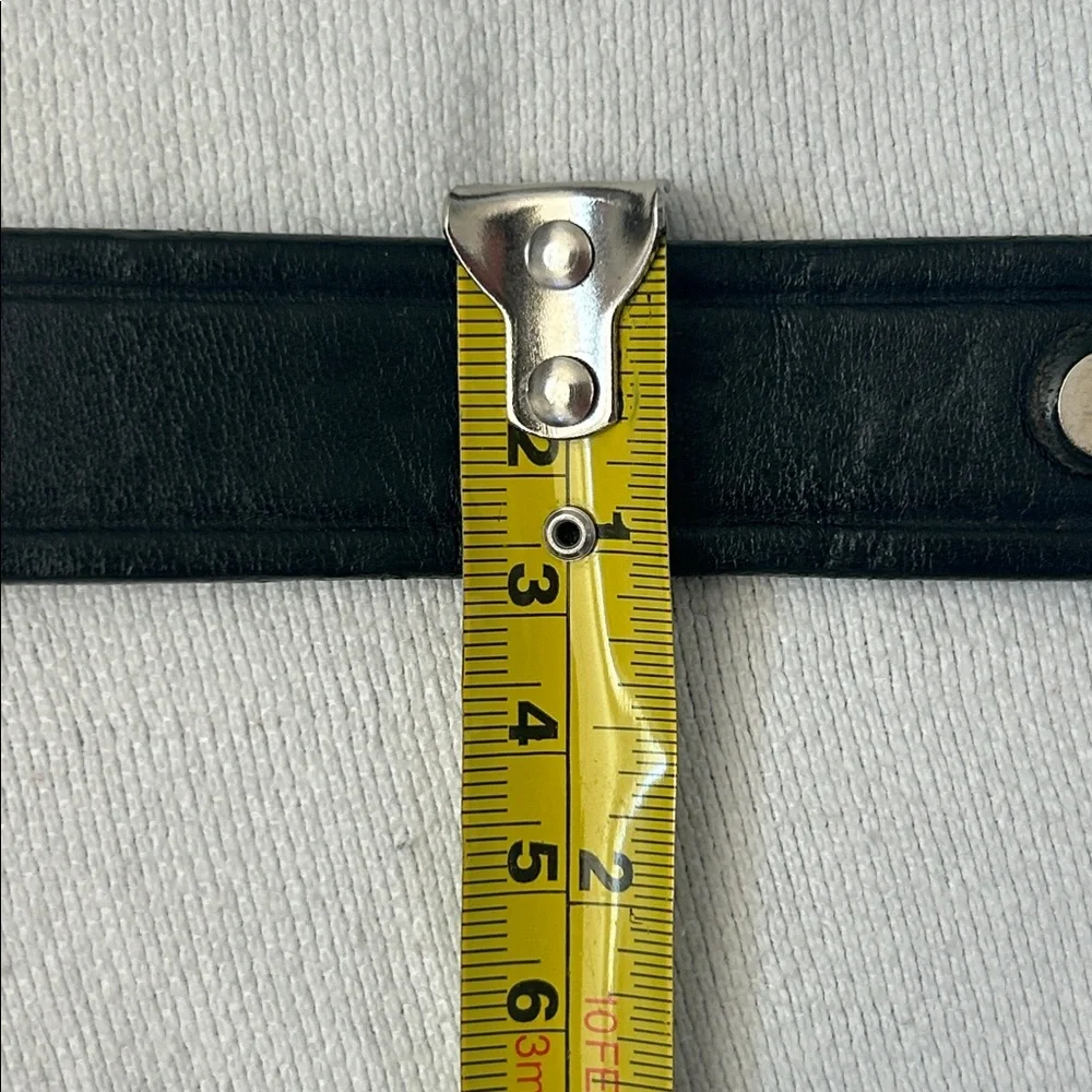 Tory Black Leather Horse bit Women's Belt with Silver Buckle size 28